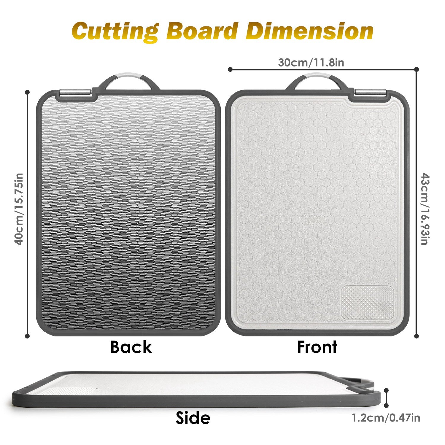 Premium Double-Sided Cutting Board Set (2-Piece) – Brushed Stainless Steel & Food-Grade PP, Built-In Grinding Zone & Knife Sharpener, Dishwasher Safe