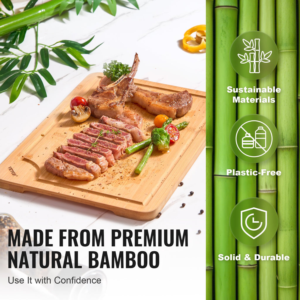 Premium Bamboo Cutting Board with Integrated Handle