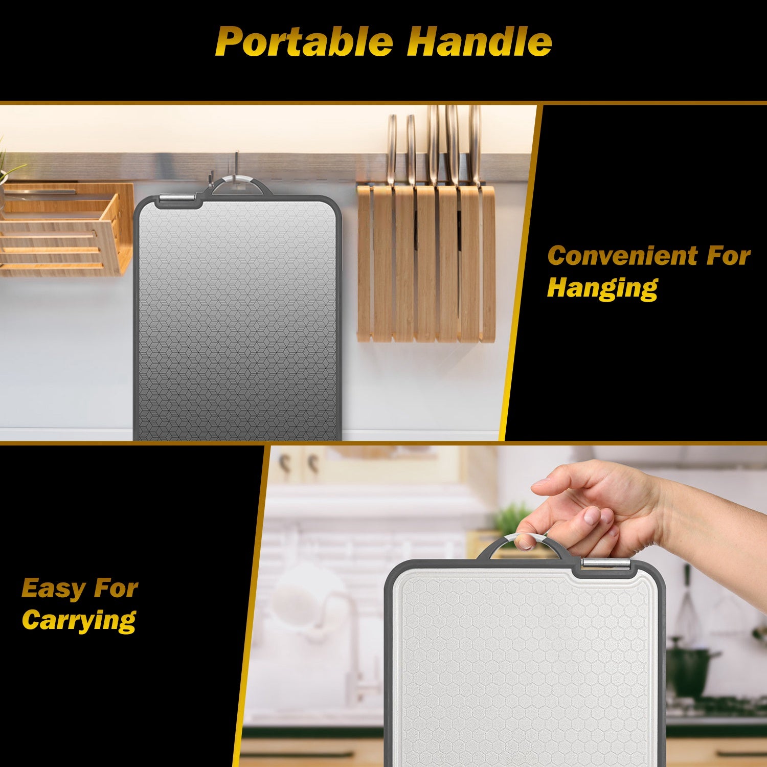 Premium Double-Sided Cutting Board Set (2-Piece) – Brushed Stainless Steel & Food-Grade PP, Built-In Grinding Zone & Knife Sharpener, Dishwasher Safe